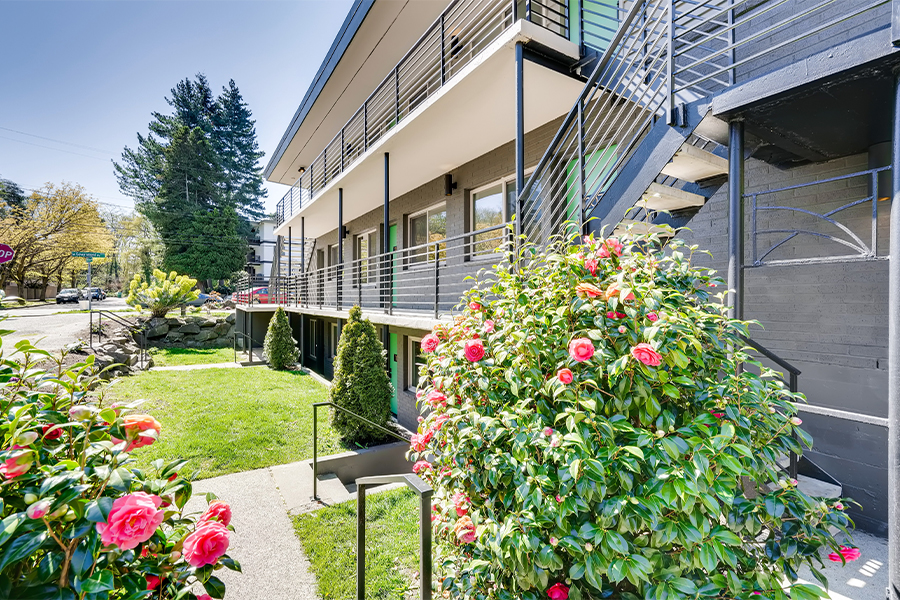 lush greenery outside Maggie apartments