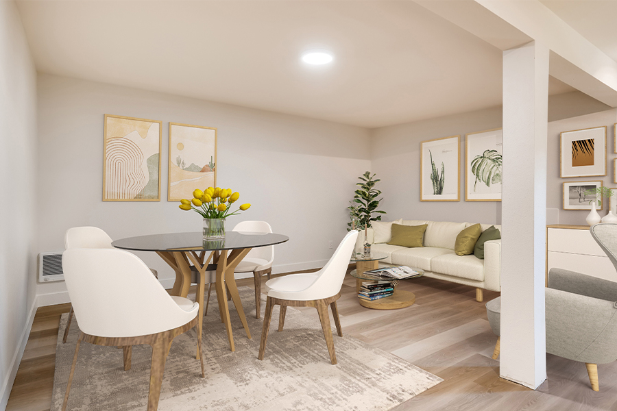 dining and living area at Maggie apartments